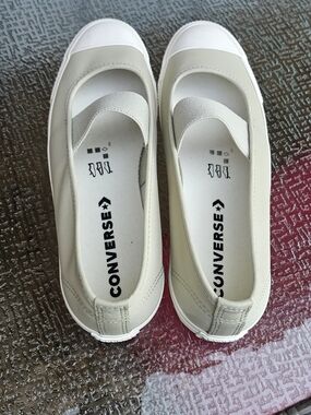 Converse Women's Slip-On Canvas Ballet Flat in Light Cream